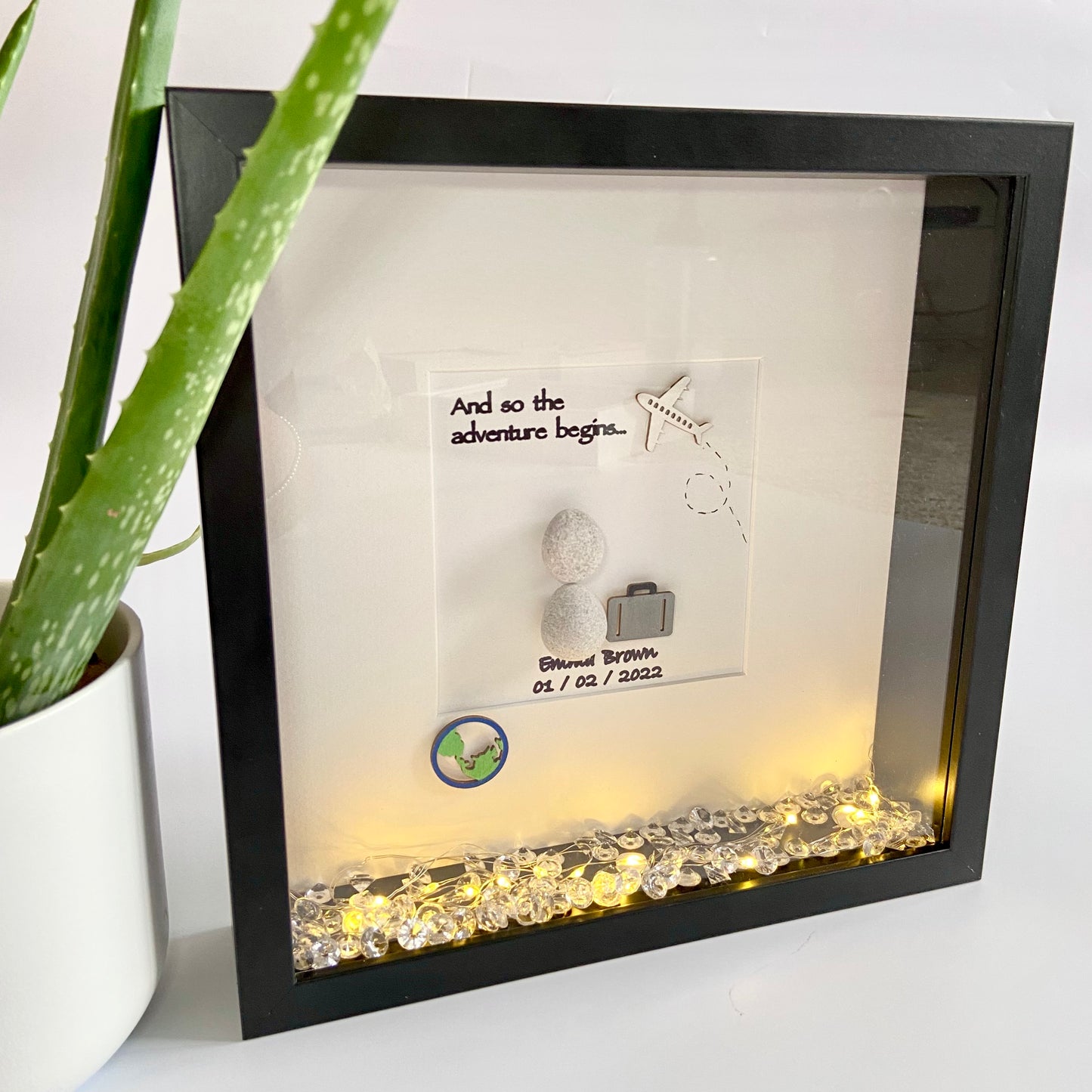 Moving away personalised pebble art custom picture frame gift